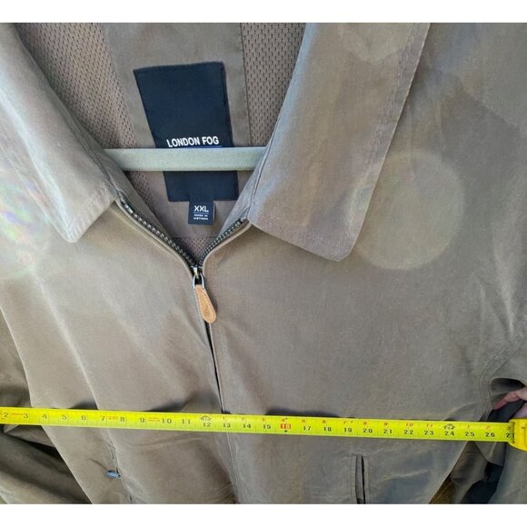 London Fog Mens XXL Brown Zip-Up Jacket lightweight Polyester/Nylon Blend Flaws - Picture 10 of 11